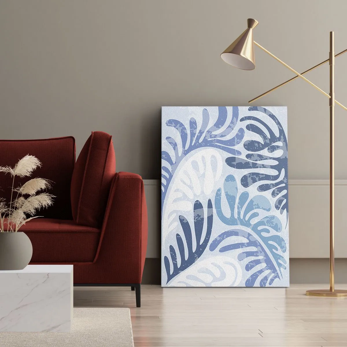Quadro em tela - Samambaias azuis - 50x70 cm