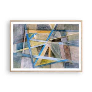 Pôster com moldura de carvalho claro - Em linha reta ou na diagonal? - 100x70 cm