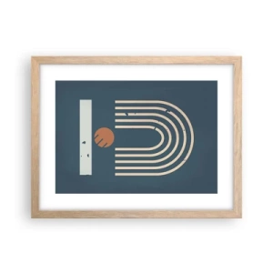 Pôster com moldura de carvalho claro - Geometria em azul marinho - 40x30 cm