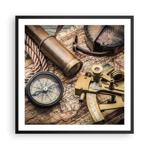 Pôster com moldura preta - Definir um rumo - 60x60 cm
