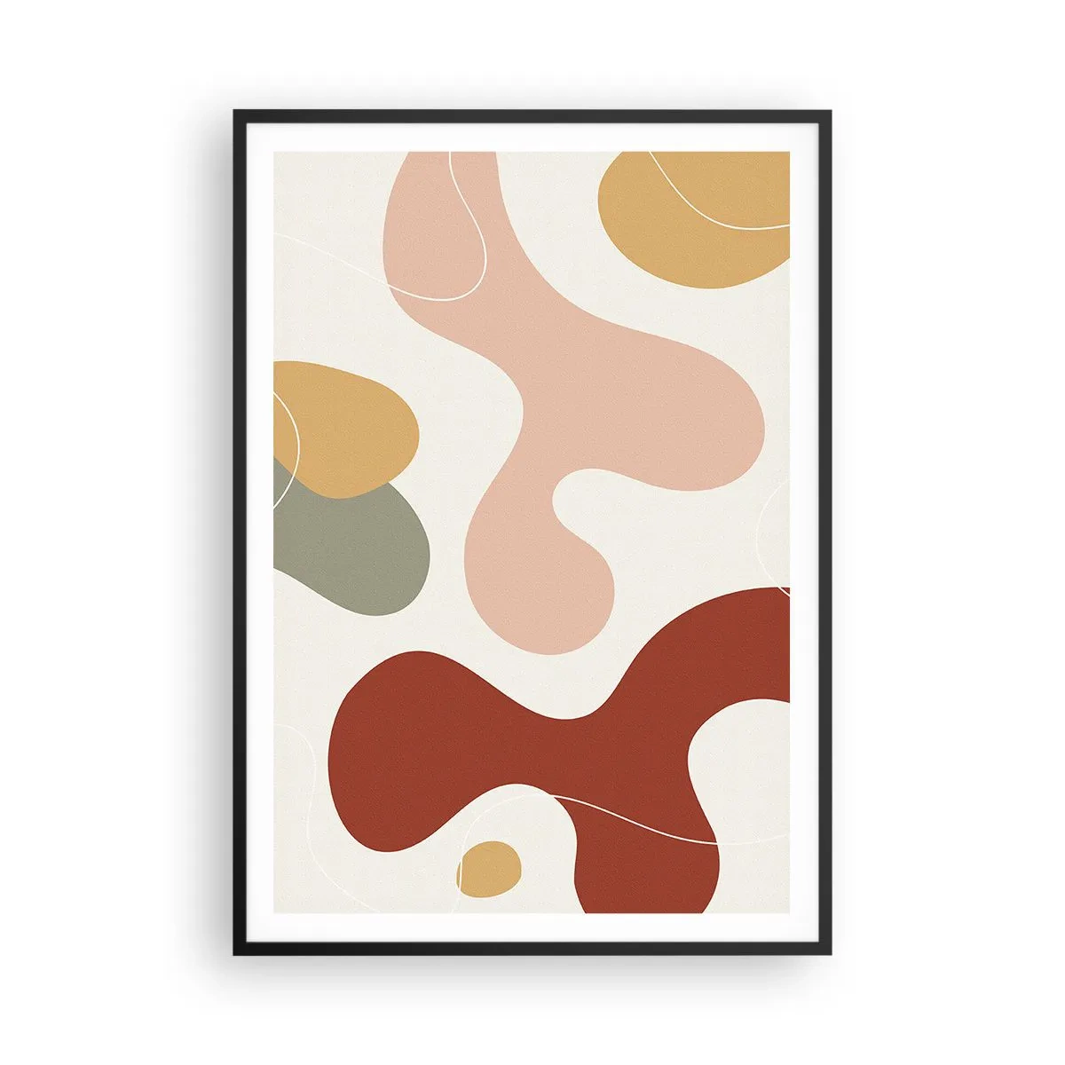 Pôster com moldura preta - Ziguezagues ornamentais - 70x100 cm