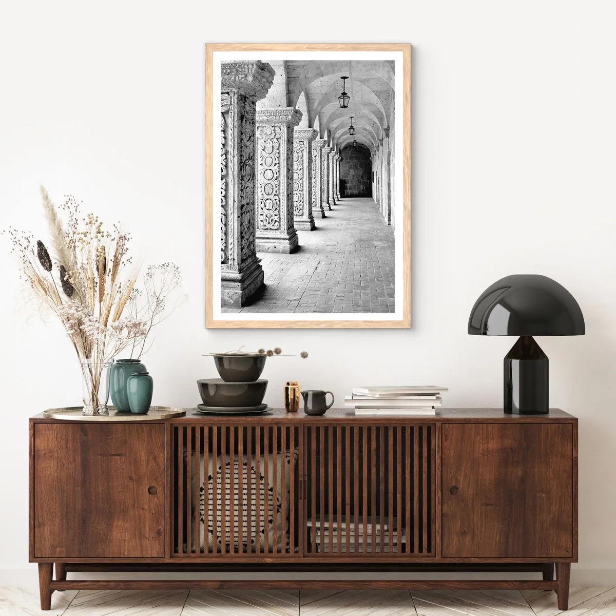 Pôster com moldura de carvalho claro - E para onde...? - 40x50 cm