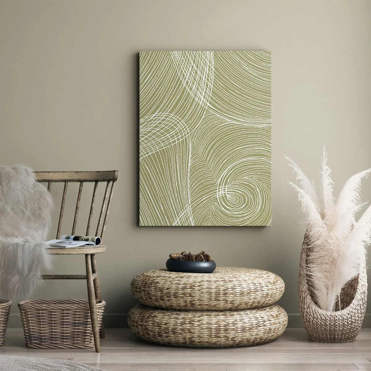 Quadro em tela - Abstração intrincada em branco - 50x70 cm