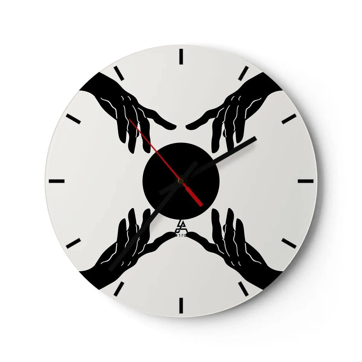 Relógio de parede - Relógio em vidro - Mãos negras circundando um círculo escuro em um fundo claro - 30x30cm - Sinal secreto - Decoração de parede moderna para a sala de estar, cozinha e quarto ARTTOR