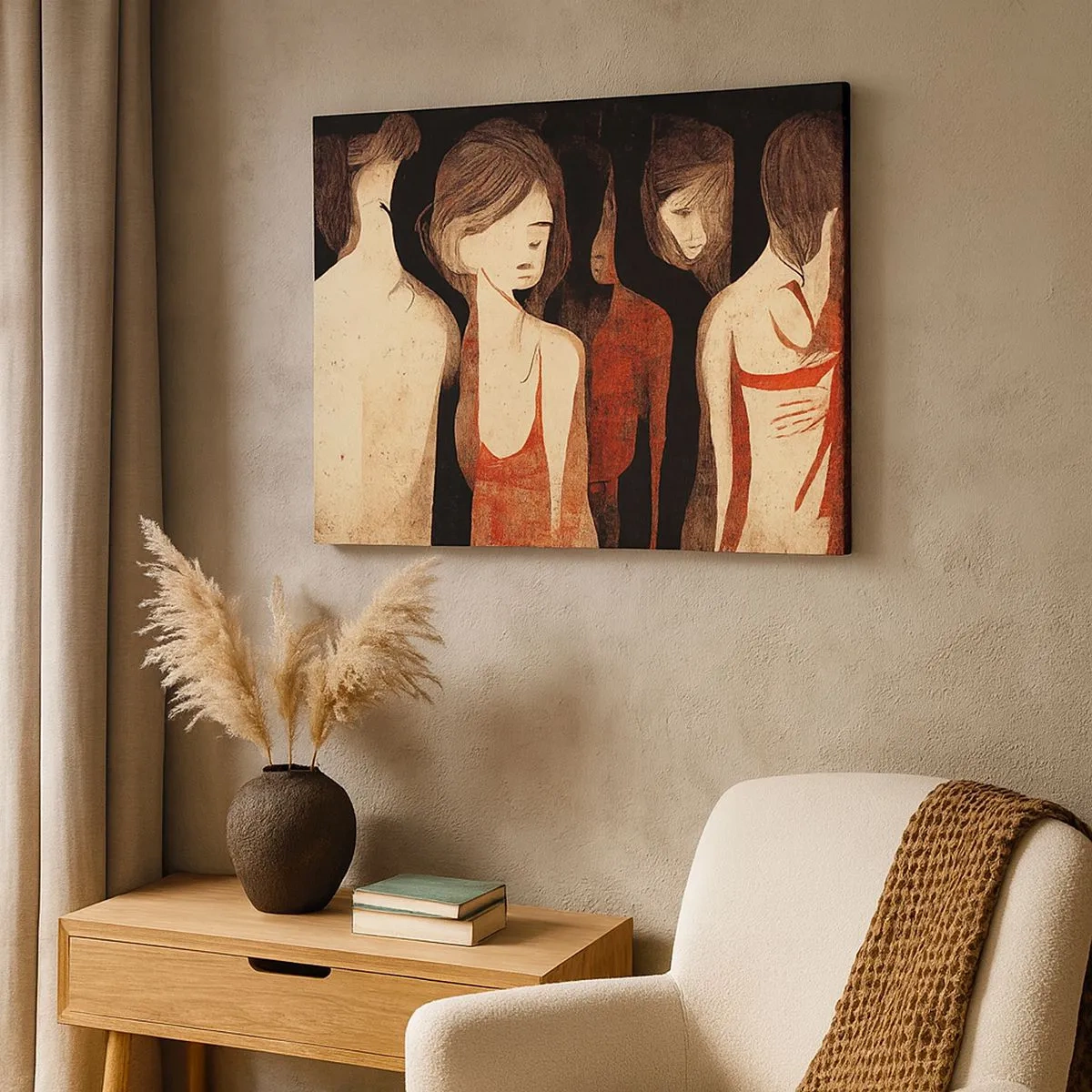 Quadro em tela - Figuras artísticas em uma composição abstrata - 70x50cm - Madonas das trevas - Decoração de parede moderna para a sala de estar e quarto ARTTOR