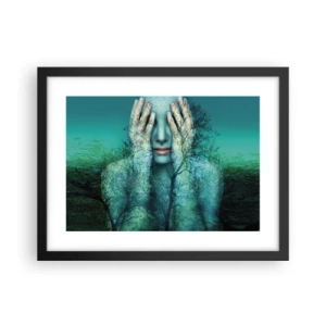 Pôster com moldura preta - Imersa em azul - 40x30 cm