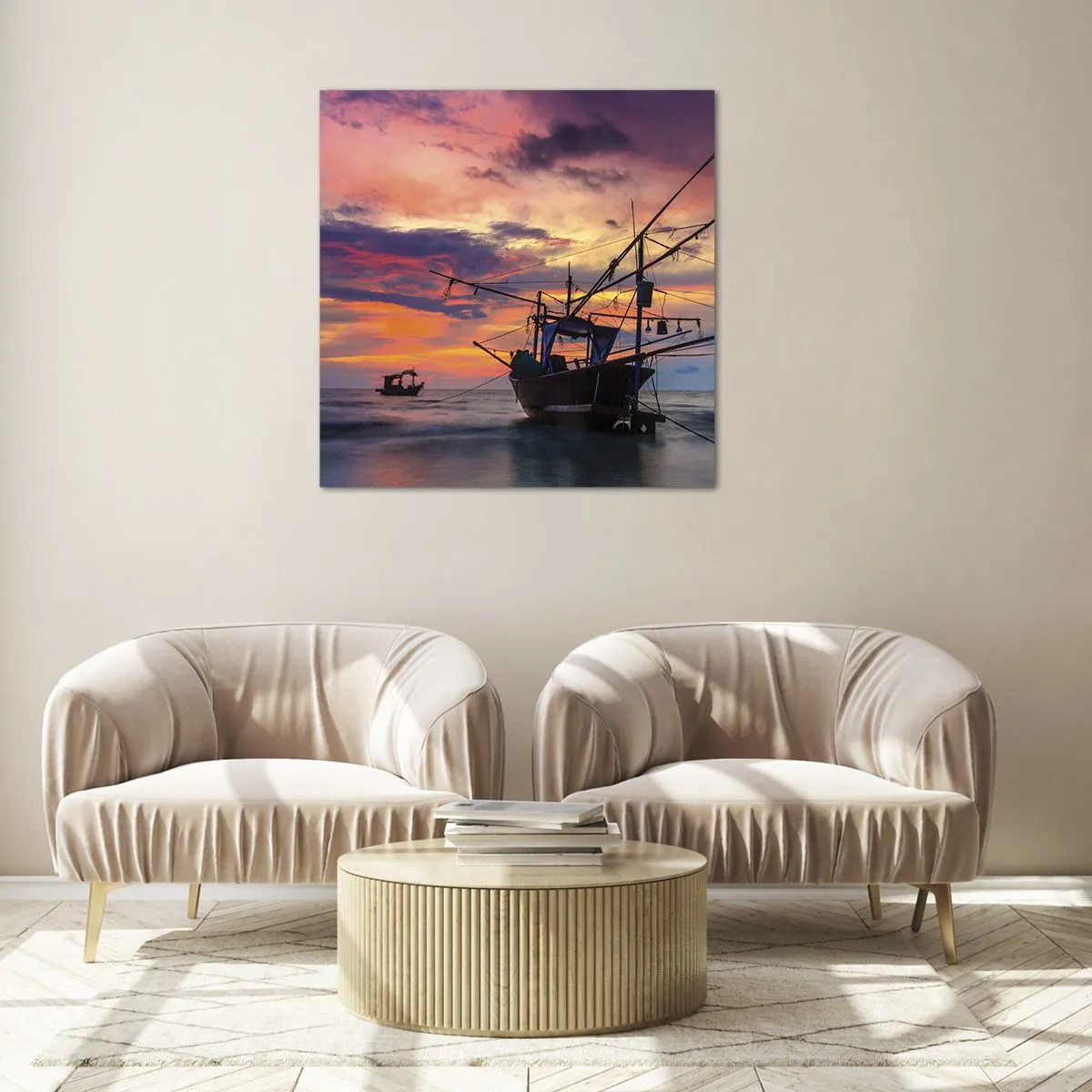 Quadro em vidro - Noite exótica - 60x60 cm