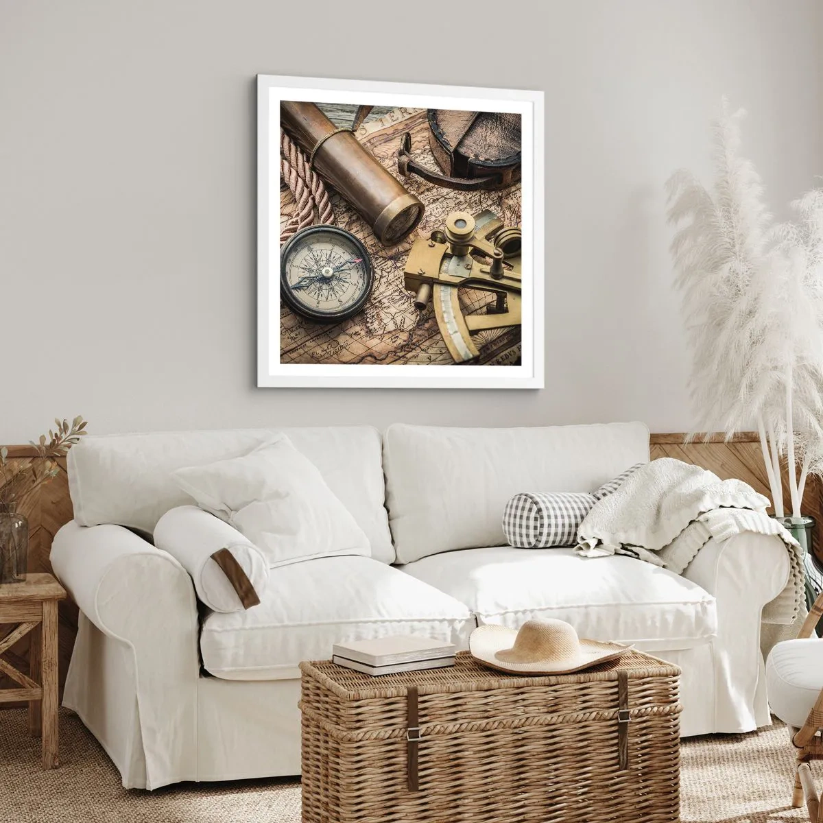 Pôster em moldura branca - Definir um rumo - 50x50 cm