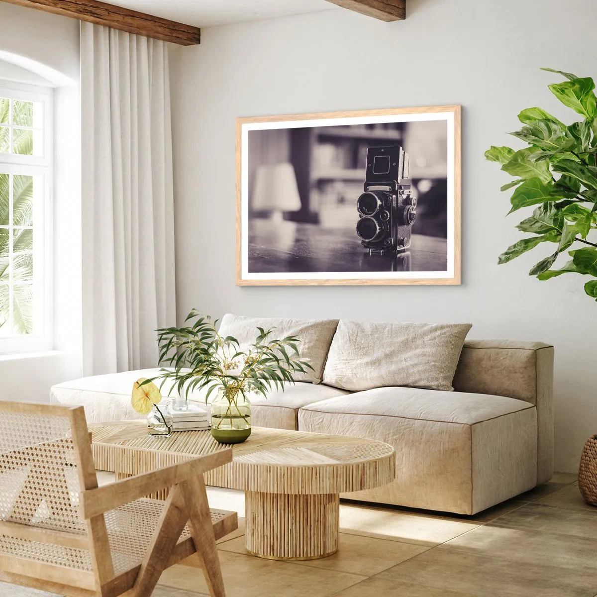 Pôster com moldura de carvalho claro - A magia da fotografia antiga - 91x61 cm