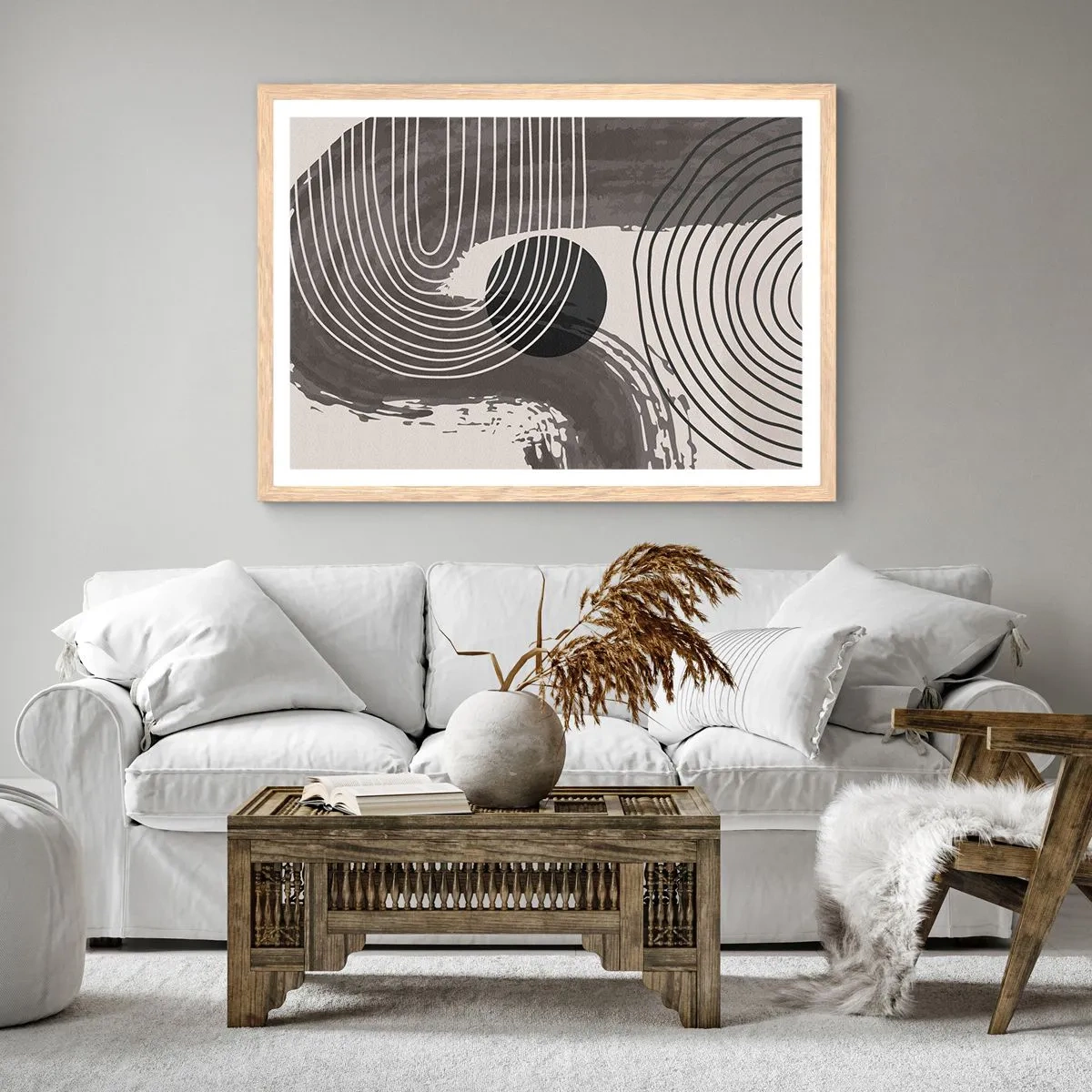 Pôster com moldura de carvalho claro - O oval vence - 70x50 cm