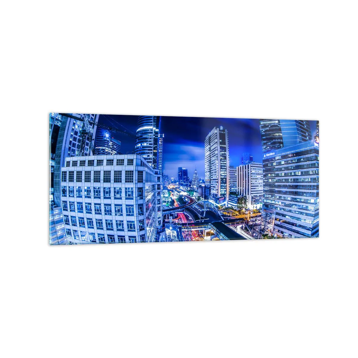 Quadro em vidro - Ritmos da cidade noturna - 120x50 cm