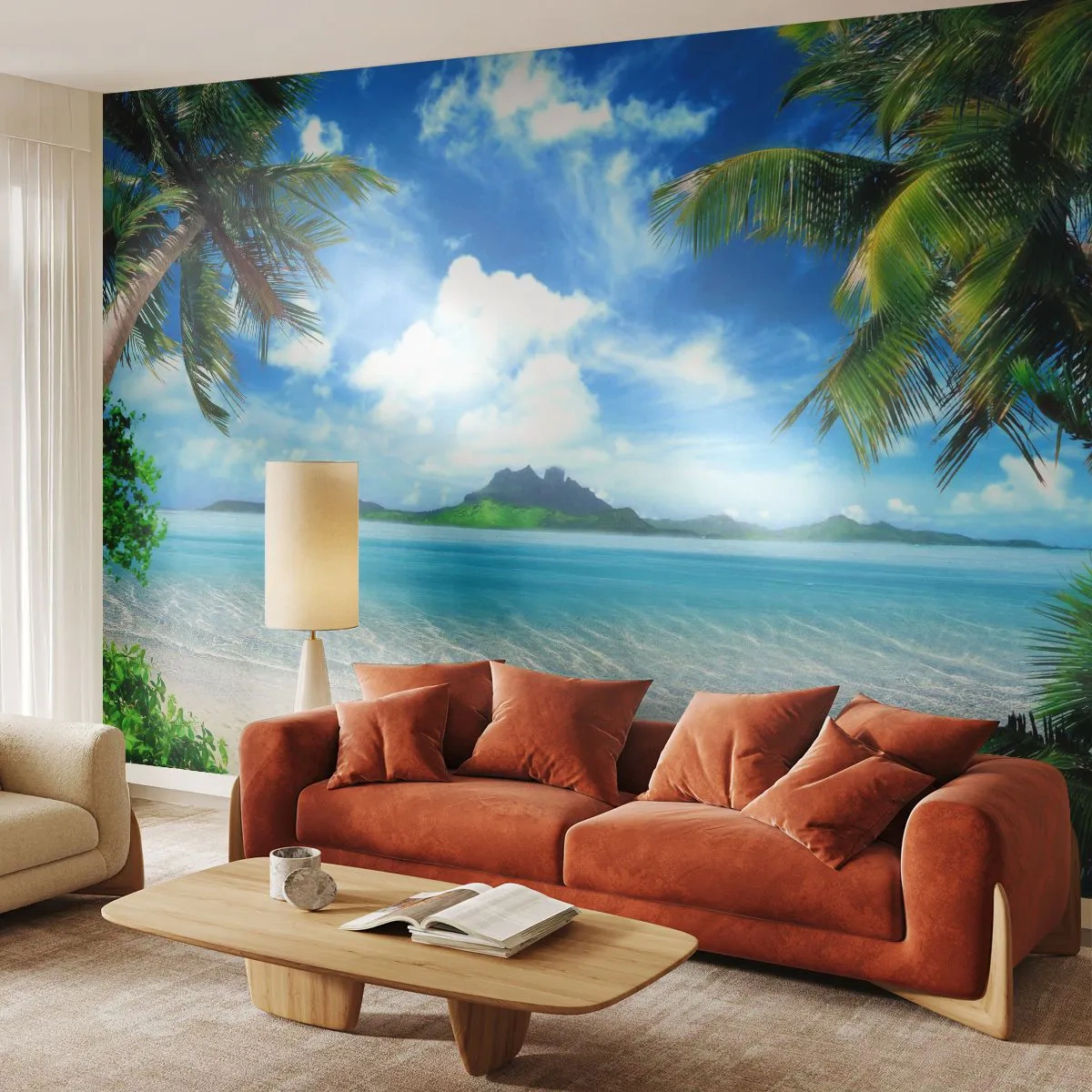 Papel de Parede Autocolante Deluxe Sticker - O azul dos trópicos - Paisagem, oceano, Praia - 250x175 cm