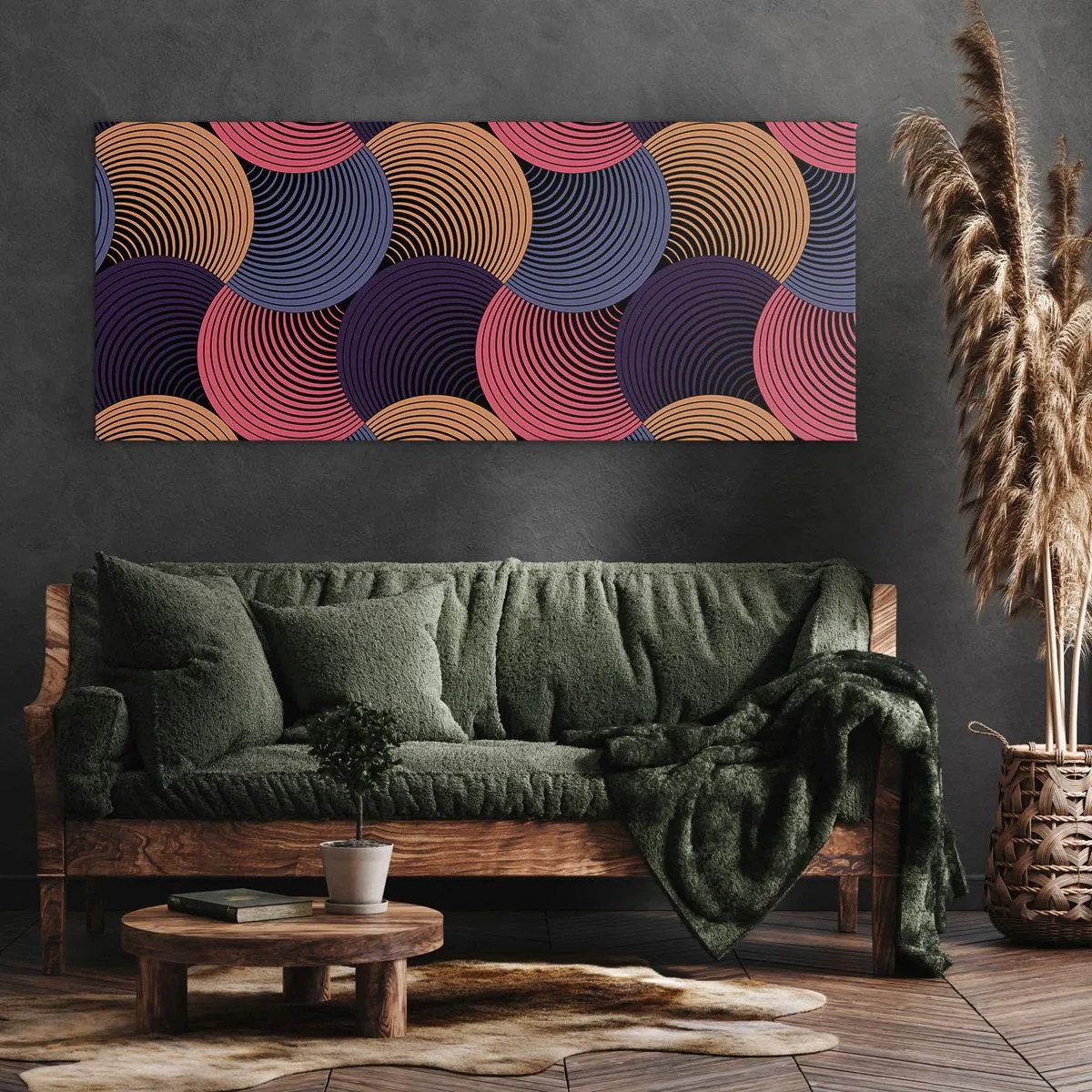 Quadro em tela - Num ritmo circular - 100x40 cm