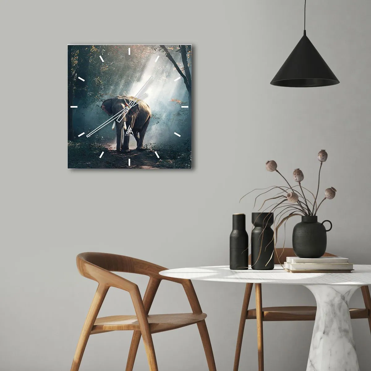 Relógio de parede - Relógio em vidro - Um passeio descontraído - 40x40 cm