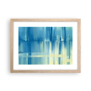Pôster com moldura de carvalho claro - Composição em turquesa - 40x30 cm