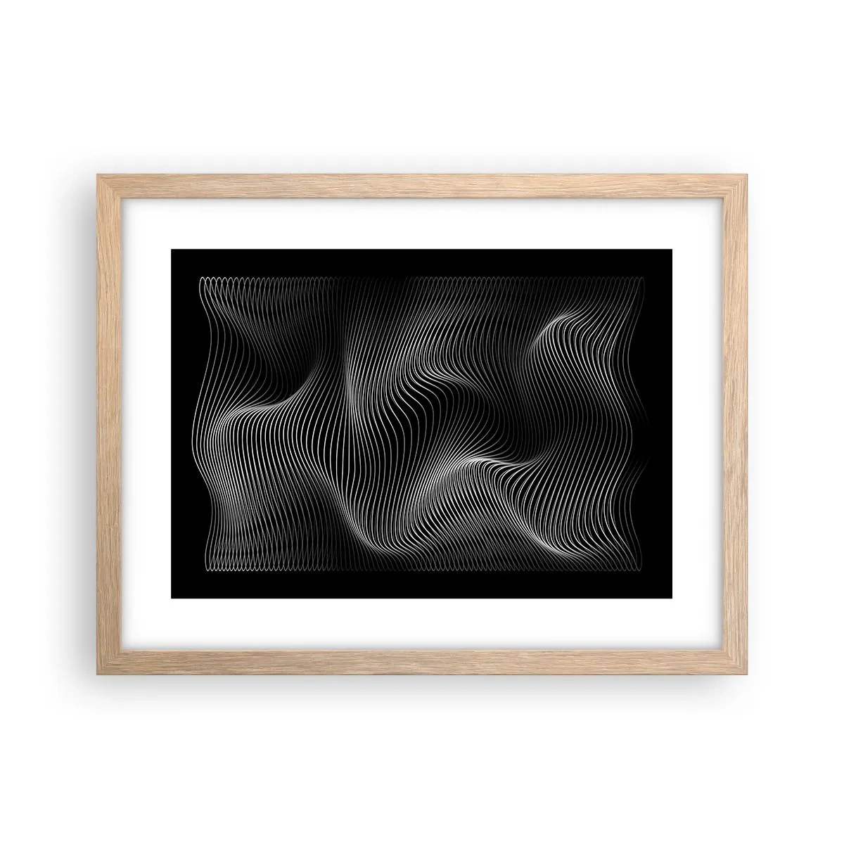 Pôster com moldura de carvalho claro - Dança de luz no espaço - 40x30 cm