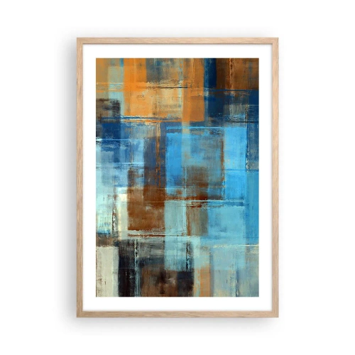 Pôster com moldura de carvalho claro - Através da cortina azul - 50x70 cm