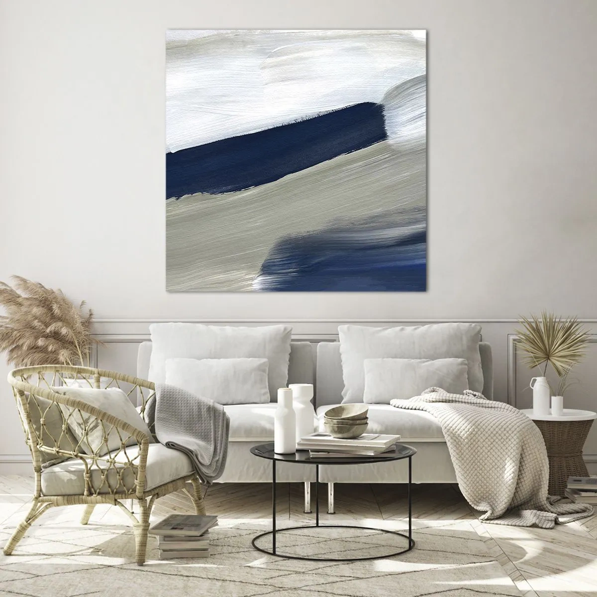 Quadro em vidro - Encontro com a brancura - 50x50 cm