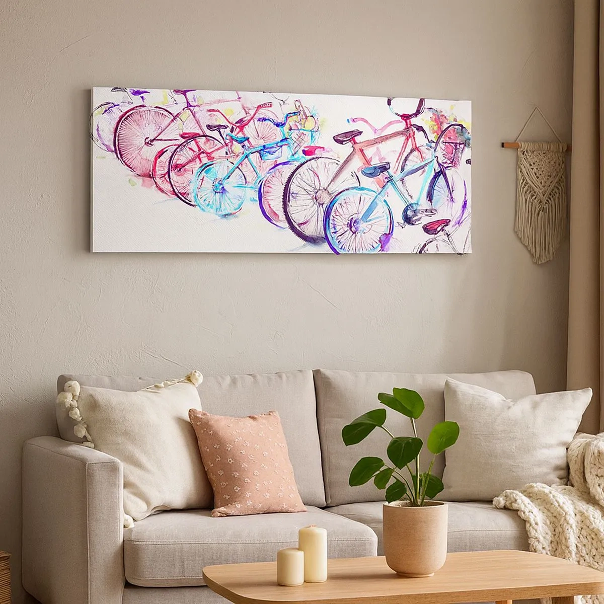 Quadro em tela - Reunião do Clube Antimoto - 100x40 cm