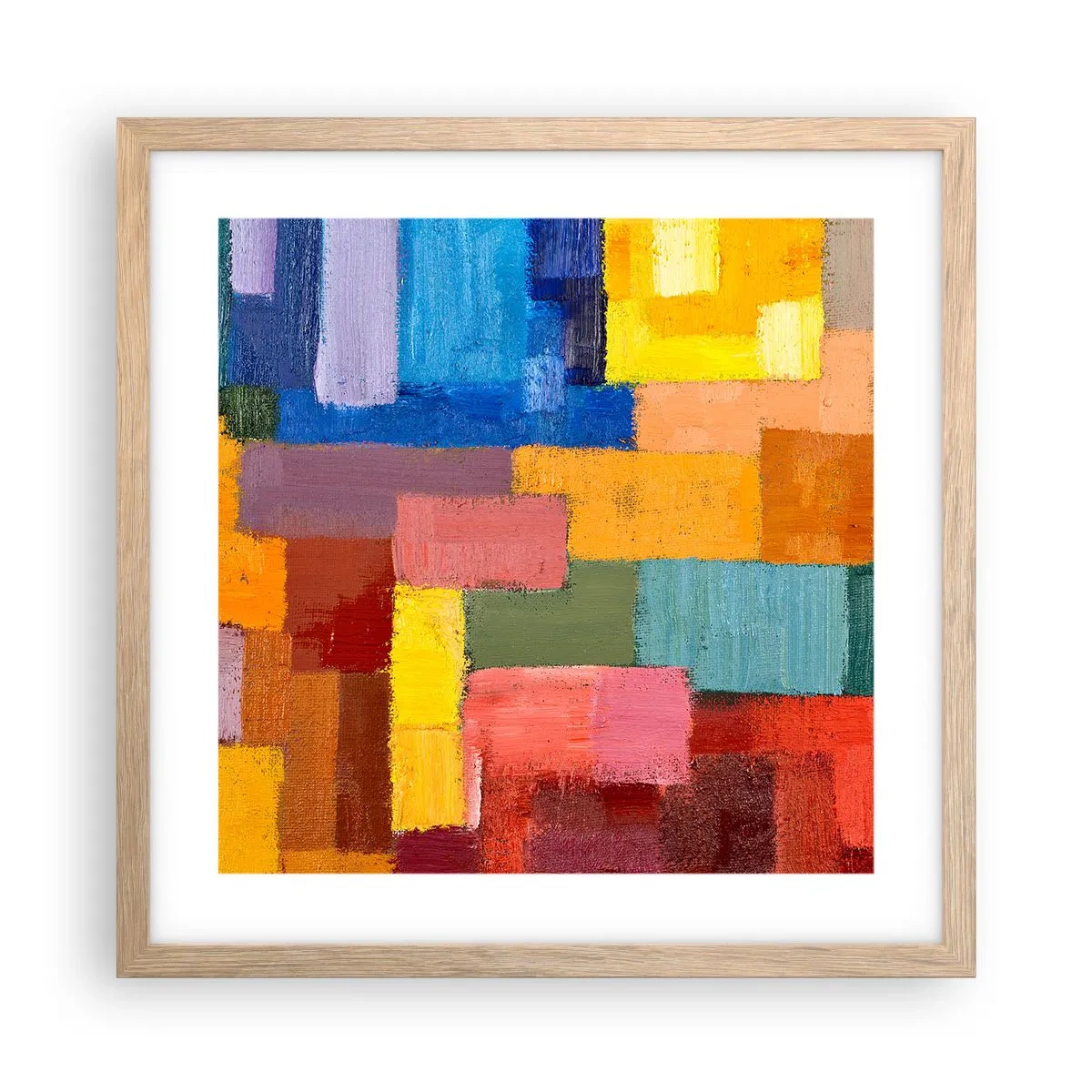 Pôster com moldura de carvalho claro - Cada um diferente, todos coloridos - 40x40 cm