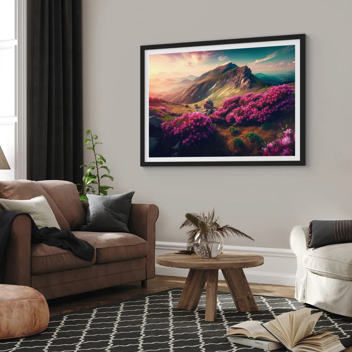 Pôster com moldura preta - Verão nas montanhas - 70x50 cm