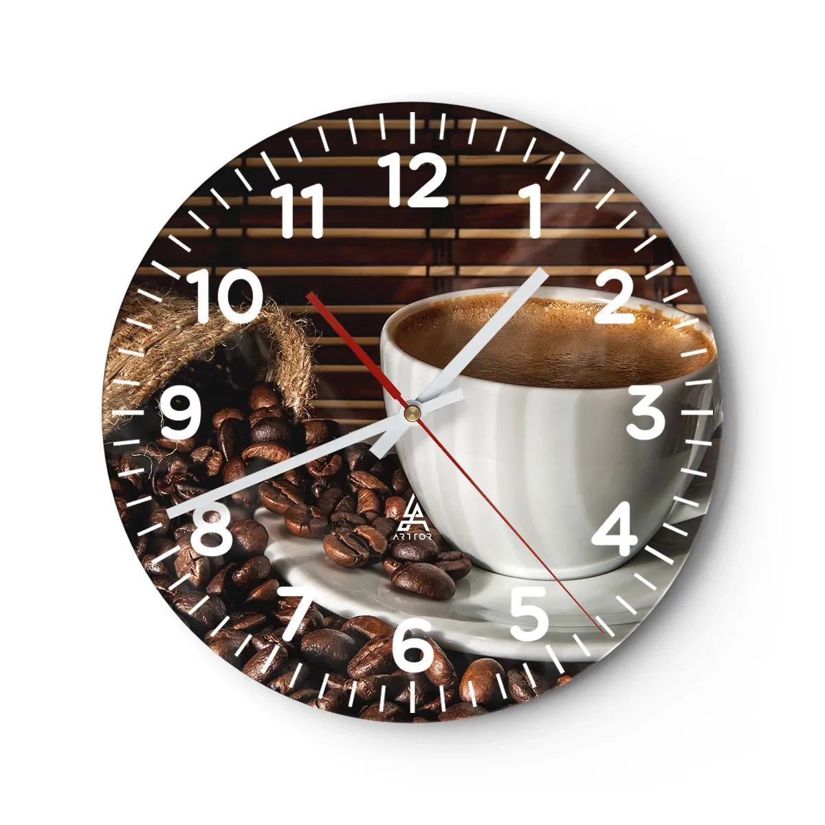 Relógio de parede - Relógio em vidro - A escuridão do carvão, a transparência do âmbar - 40x40 cm