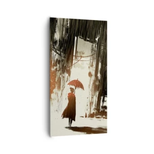 Quadro em tela - A poesia do guarda-chuva vermelho - 65x120 cm