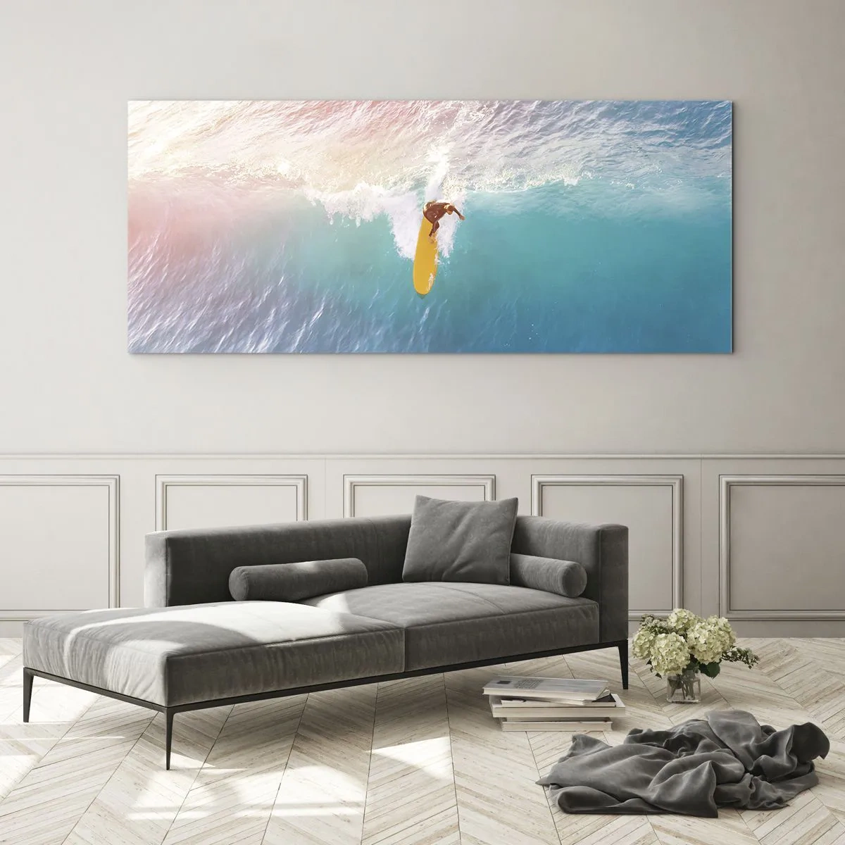 Quadro em vidro - Cavaleiro oceânico - 100x40 cm