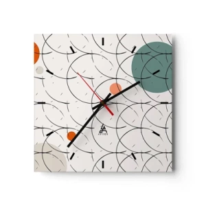 Relógio de parede - Relógio em vidro - No espírito da pop art - 30x30 cm