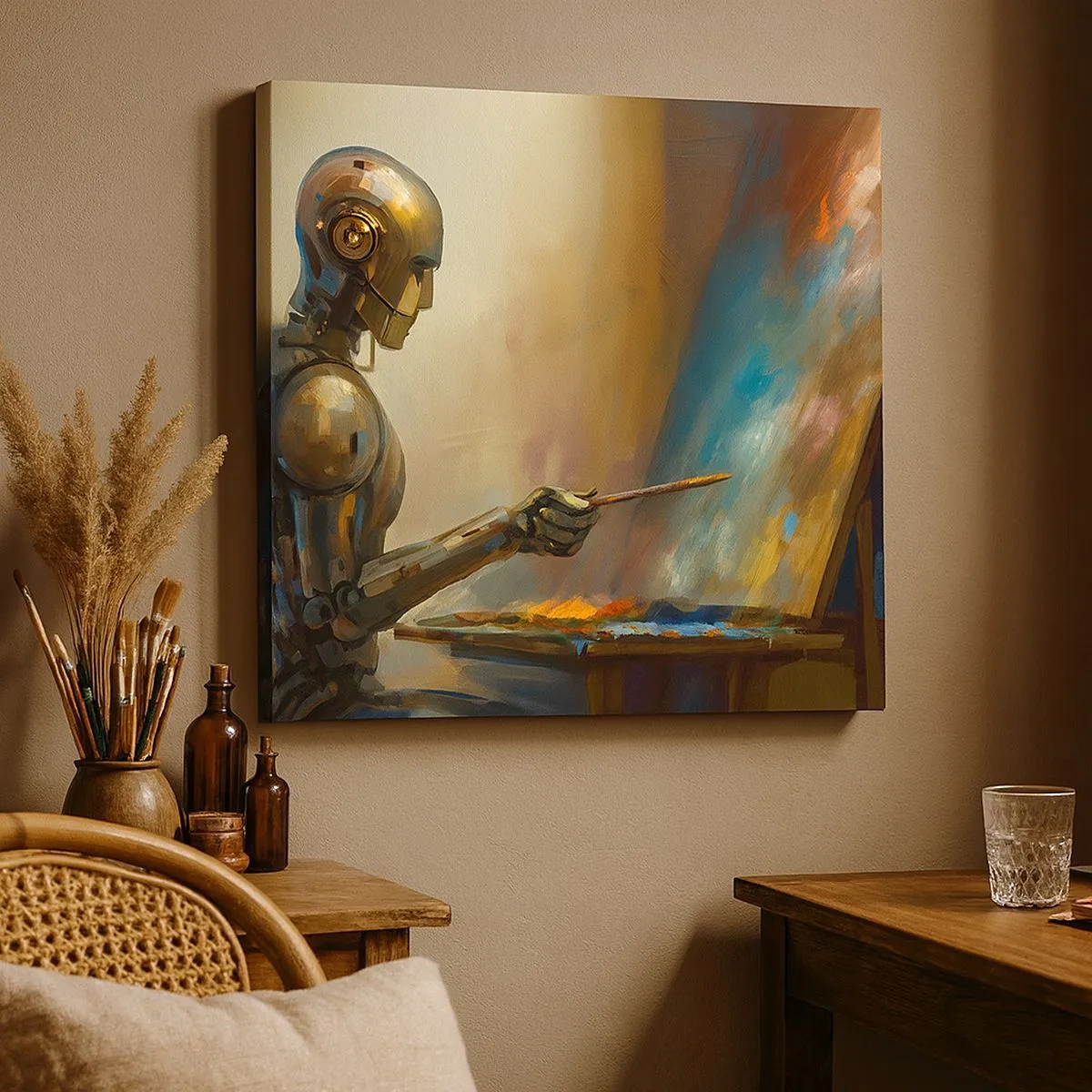 Quadro em tela - A arte do futuro - 30x30 cm