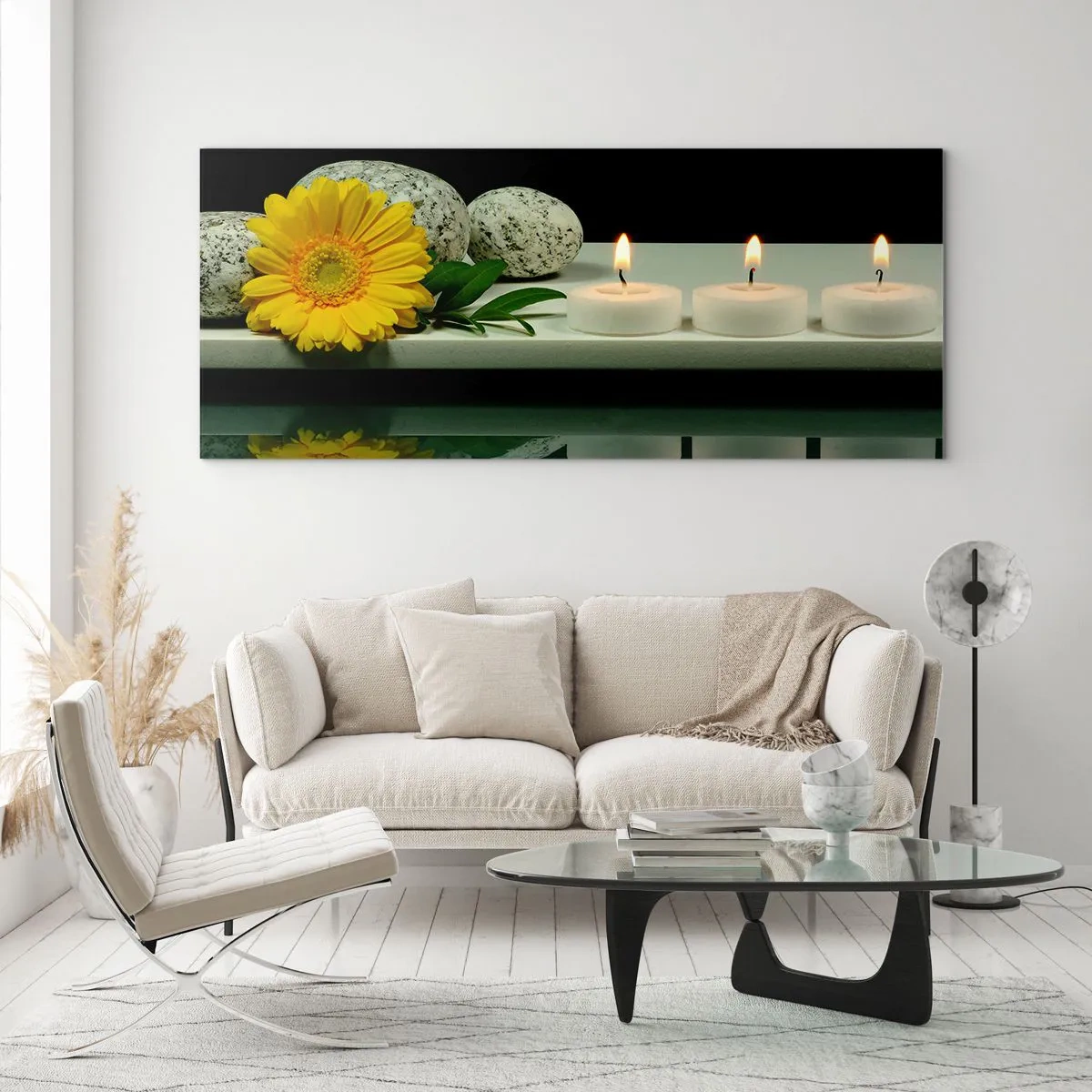 Quadro em vidro - Acalmando os sentidos - 90x30 cm