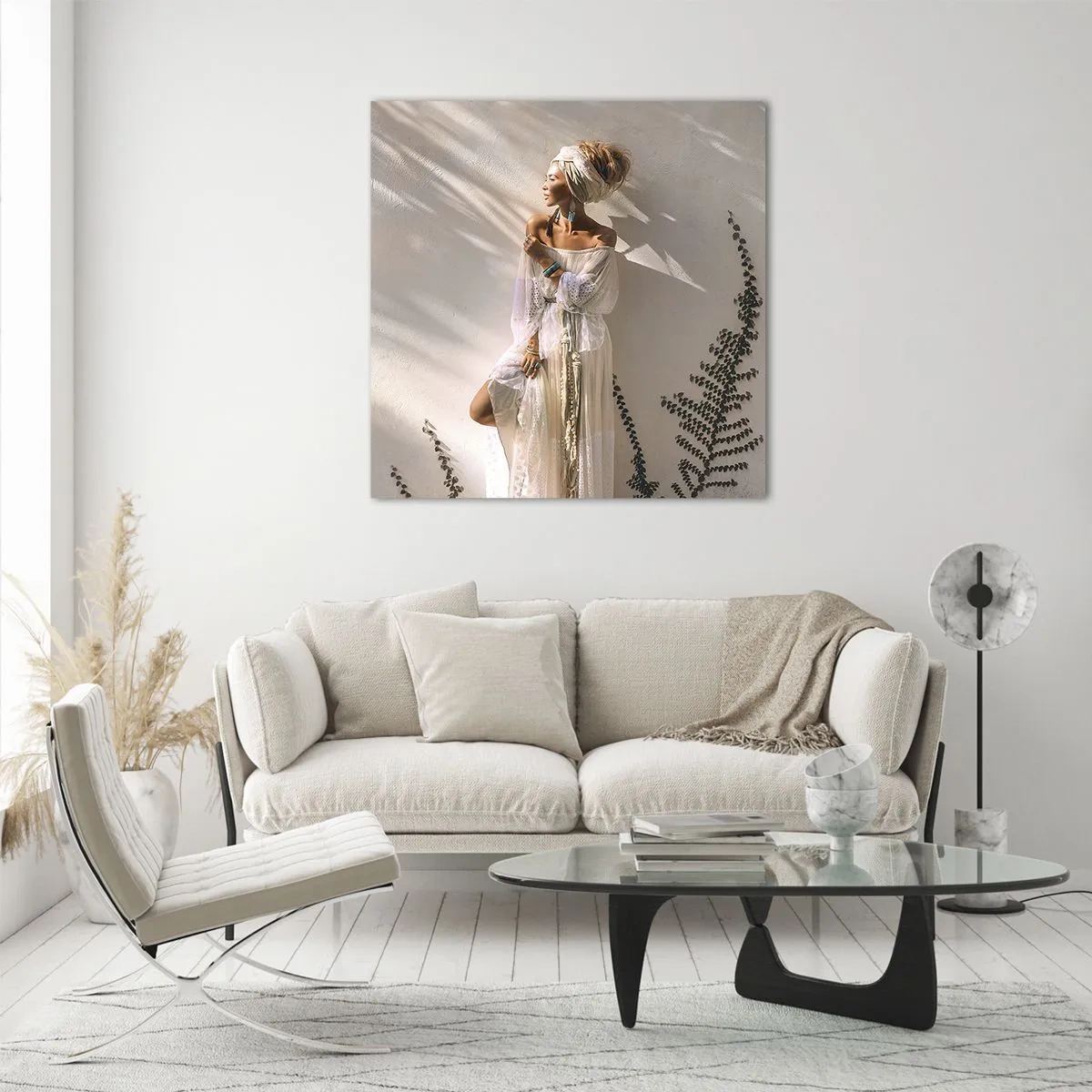 Quadro em vidro - O sol e a garota - 70x70 cm