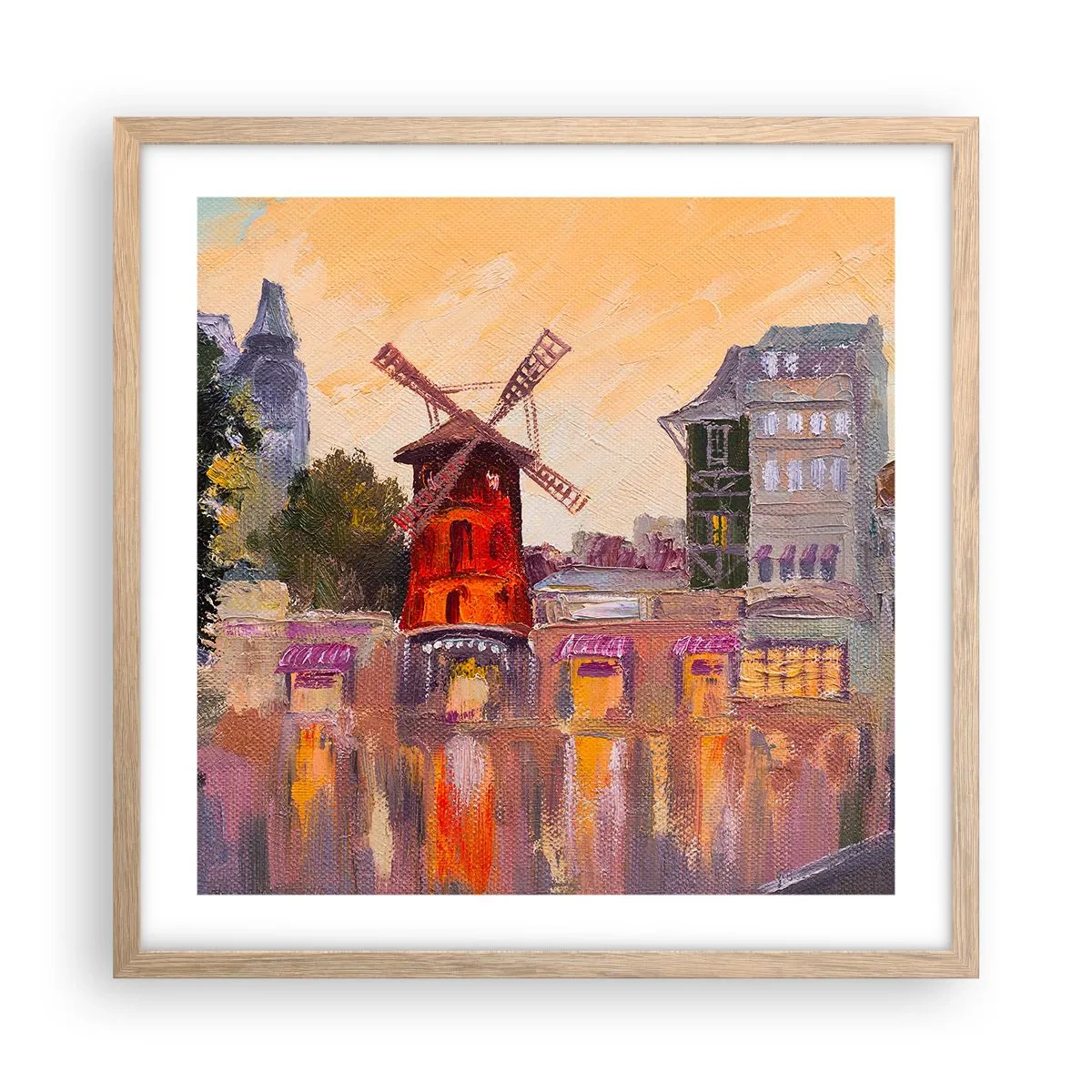 Pôster com moldura de carvalho claro - Ícones parisienses – Moulin Rouge - 50x50 cm