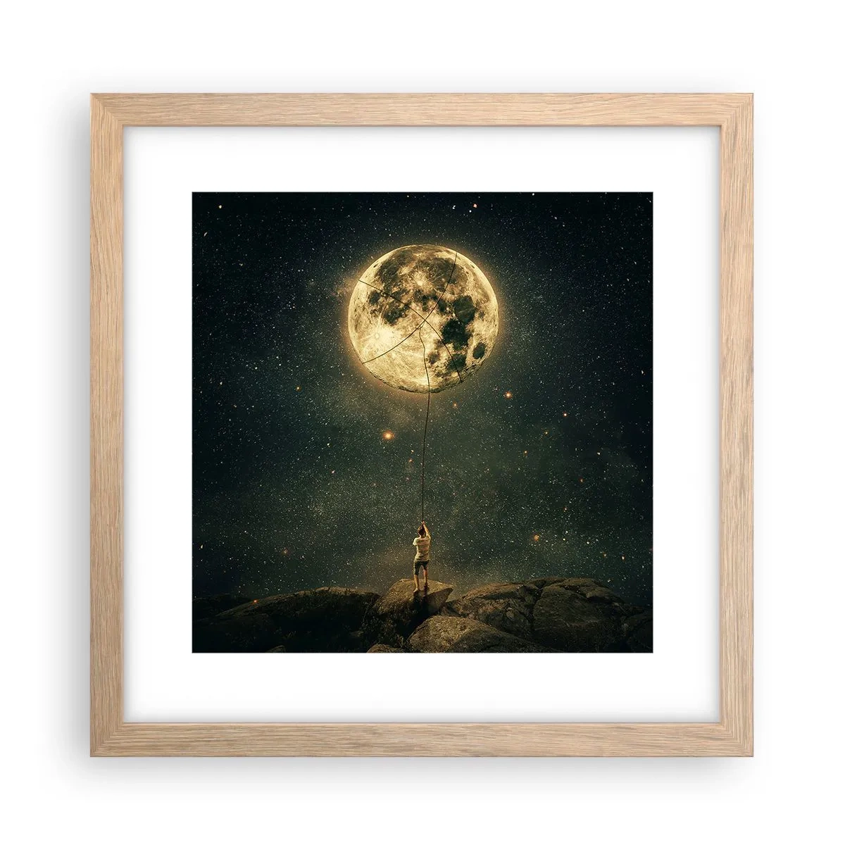Pôster com moldura de carvalho claro - Aquele que roubou a lua - 30x30 cm