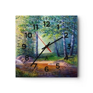 Relógio de parede - Relógio em vidro - Cenário idílico - 40x40 cm