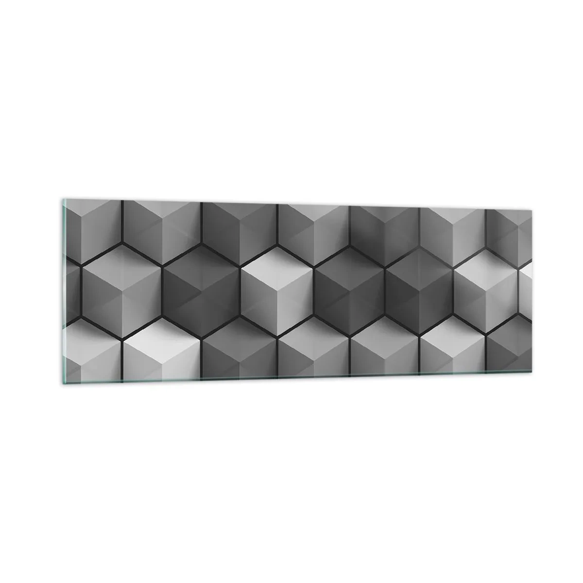 Quadro em vidro - Quebra-cabeça cubista - 90x30 cm