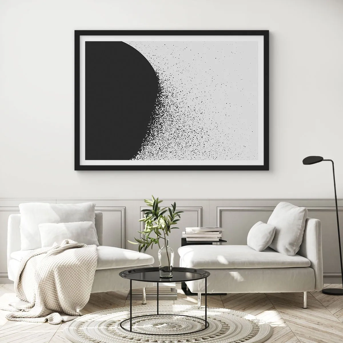 Pôster com moldura preta - Movimento das moléculas - 50x40 cm