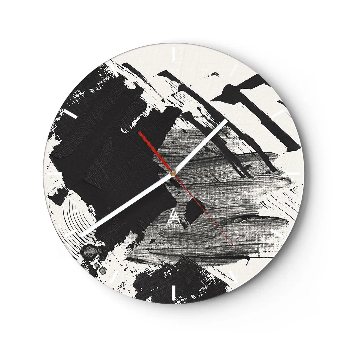 Relógio de parede - Relógio em vidro - Abstração – expressão do preto - 40x40 cm