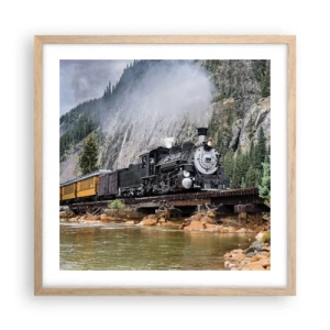 Pôster com moldura de carvalho claro - Para onde? Onde? - 50x50 cm