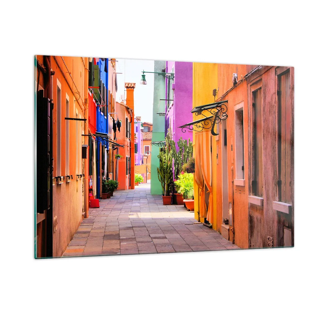 Quadro em vidro - Beco arco-íris - 120x80 cm