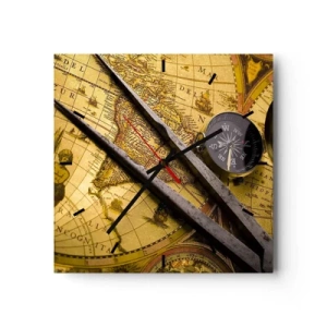 Relógio de parede - Relógio em vidro - Onde estão esses tesouros? - 30x30 cm