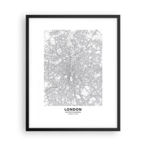 Pôster com moldura preta - Mapa do labirinto de Londres - 40x50 cm