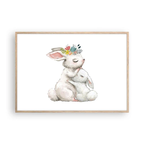 Pôster com moldura de carvalho claro - Nada melhor do que amor de mãe - 100x70 cm