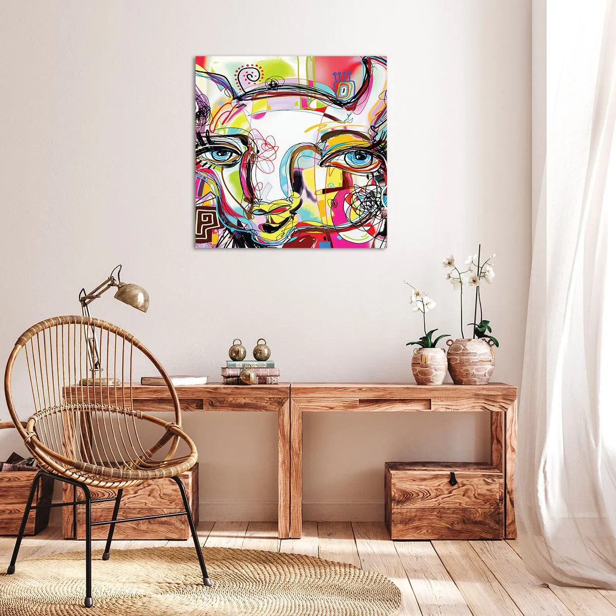 Quadro em tela - A riqueza da natureza do gato - 30x30 cm