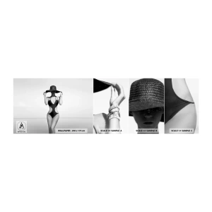 Amostra de papel de parede autocolante Deluxe Sticker - Meu nome é: Elegância - Mulher, Praia, Moda - 100x30 cm