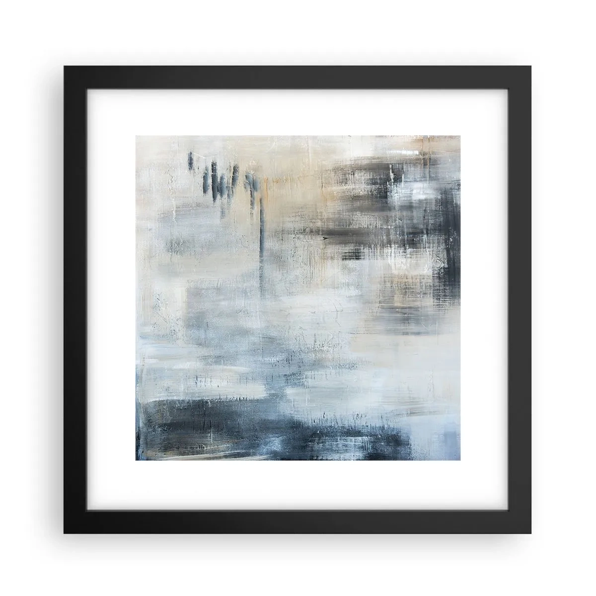 Pôster com moldura preta - Atrás da cortina azul - 30x30 cm