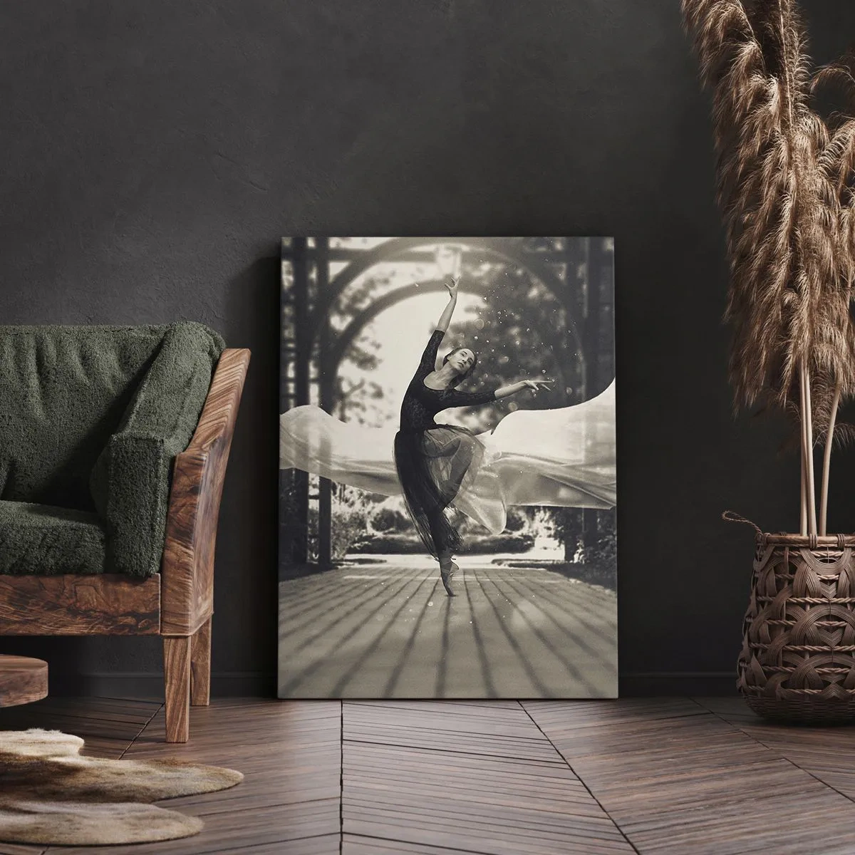 Quadro em tela - A dança do espírito do jardim - 55x100 cm
