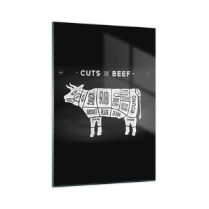 Quadro em vidro - Cartilha do talhante - 50x70 cm