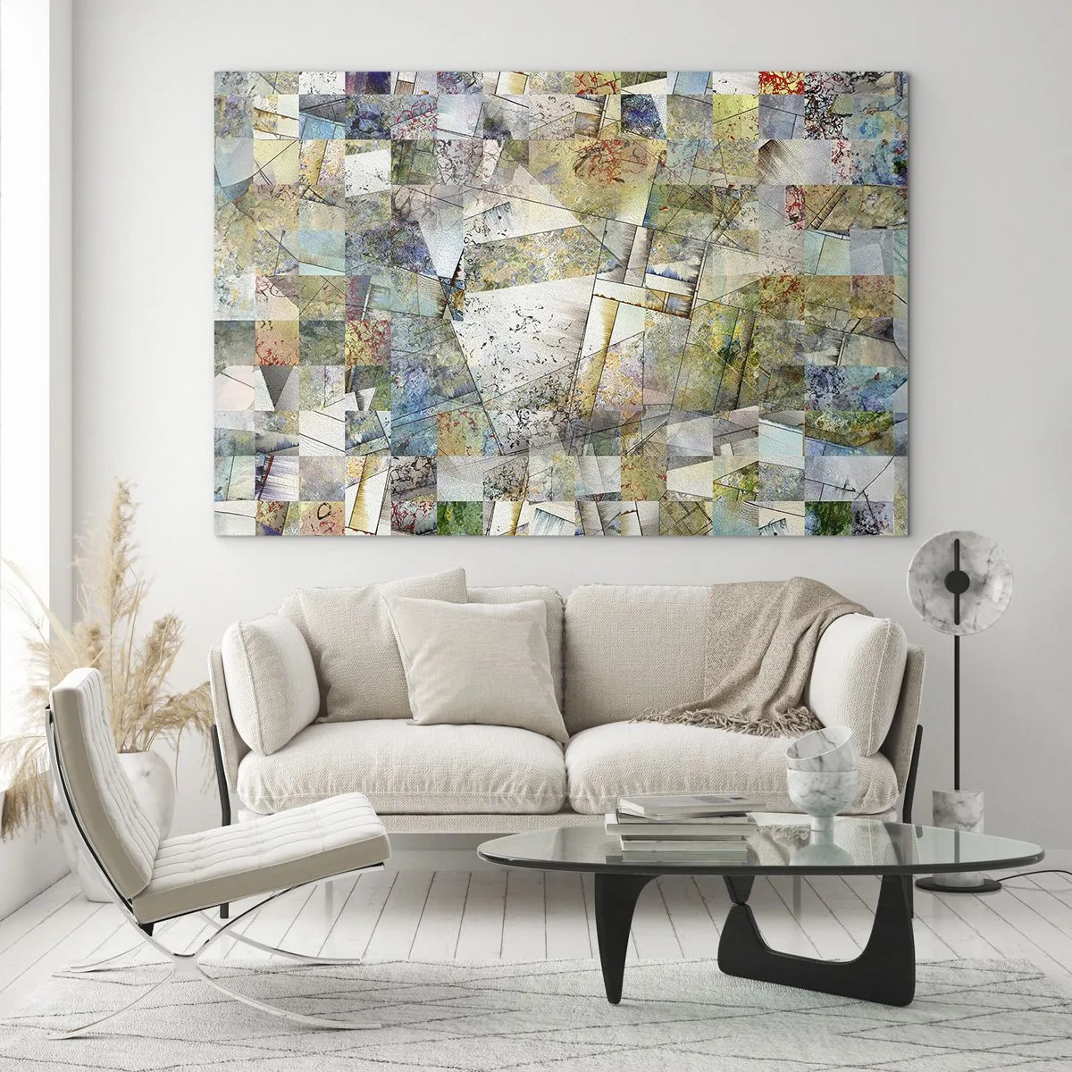 Quadro em vidro - Embaralhamento geométrico - 120x80 cm