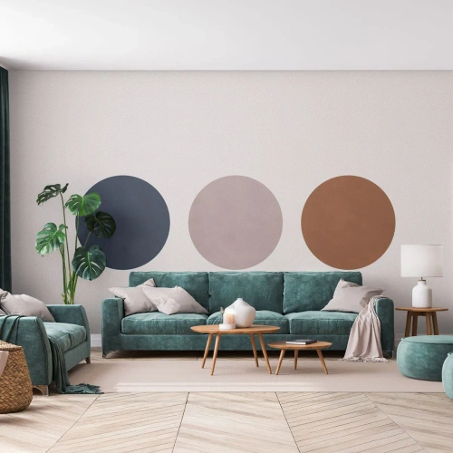 Papel de Parede Standard Eco - Círculos minimalistas em cores suaves - 100x70cm - Um símbolo de excelência - Decoração de parede moderna para a sala de estar e quarto ARTTOR